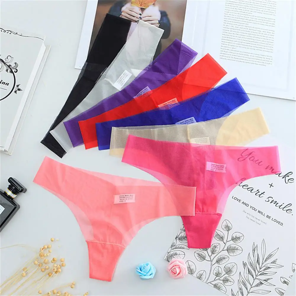 1/3Pcs Sexy Mesh Thong Women's Panties Transparent Ultra Thin G-strings Underwear Female Seamless Underpants Intimates Lingerie