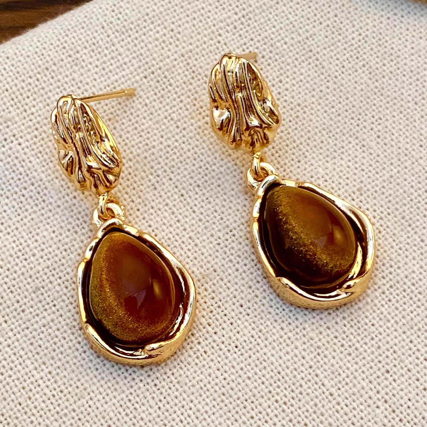 خمر القهوة اللون Waterdrop الراتنج وأقراط للنساء الفتيات الكورية المعادن غير النظامية هندسية القرط مجوهرات 2026 العصرية #5