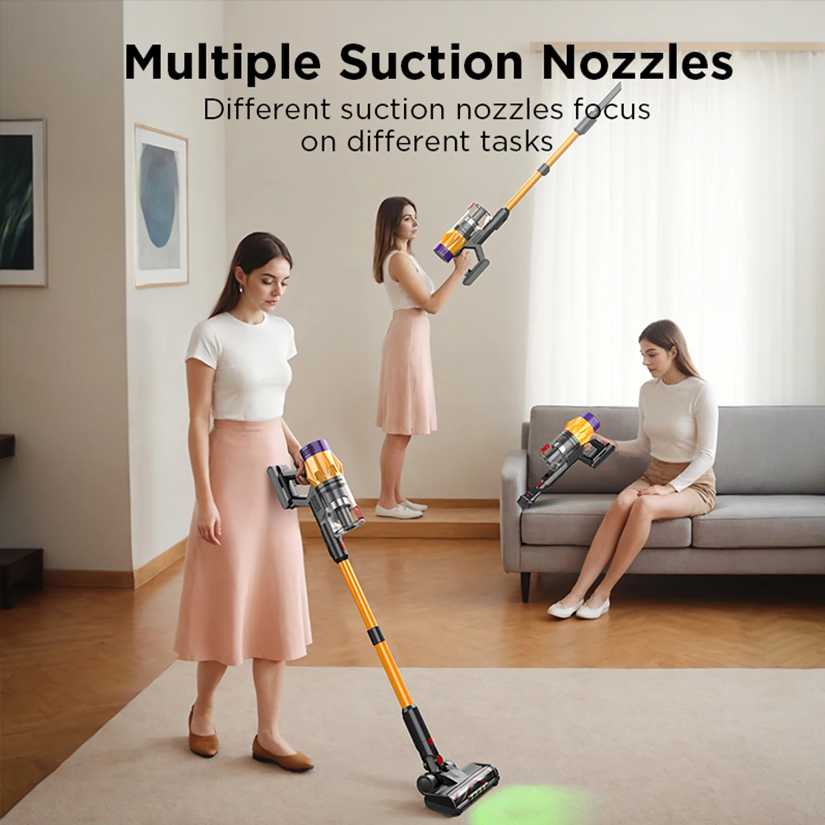 550W Brushless Motor 55KPA Suction Power Cordless Vacuum Cleaner Handheld Smart Home Appliance Removable Battery Dust Cup