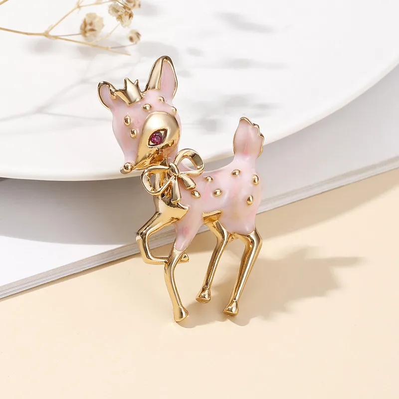 Broche en alliage fauve rose mignon, personnalité mode fête de mariage dames vêtements costume broche décoration vacances bijoux cadeau
