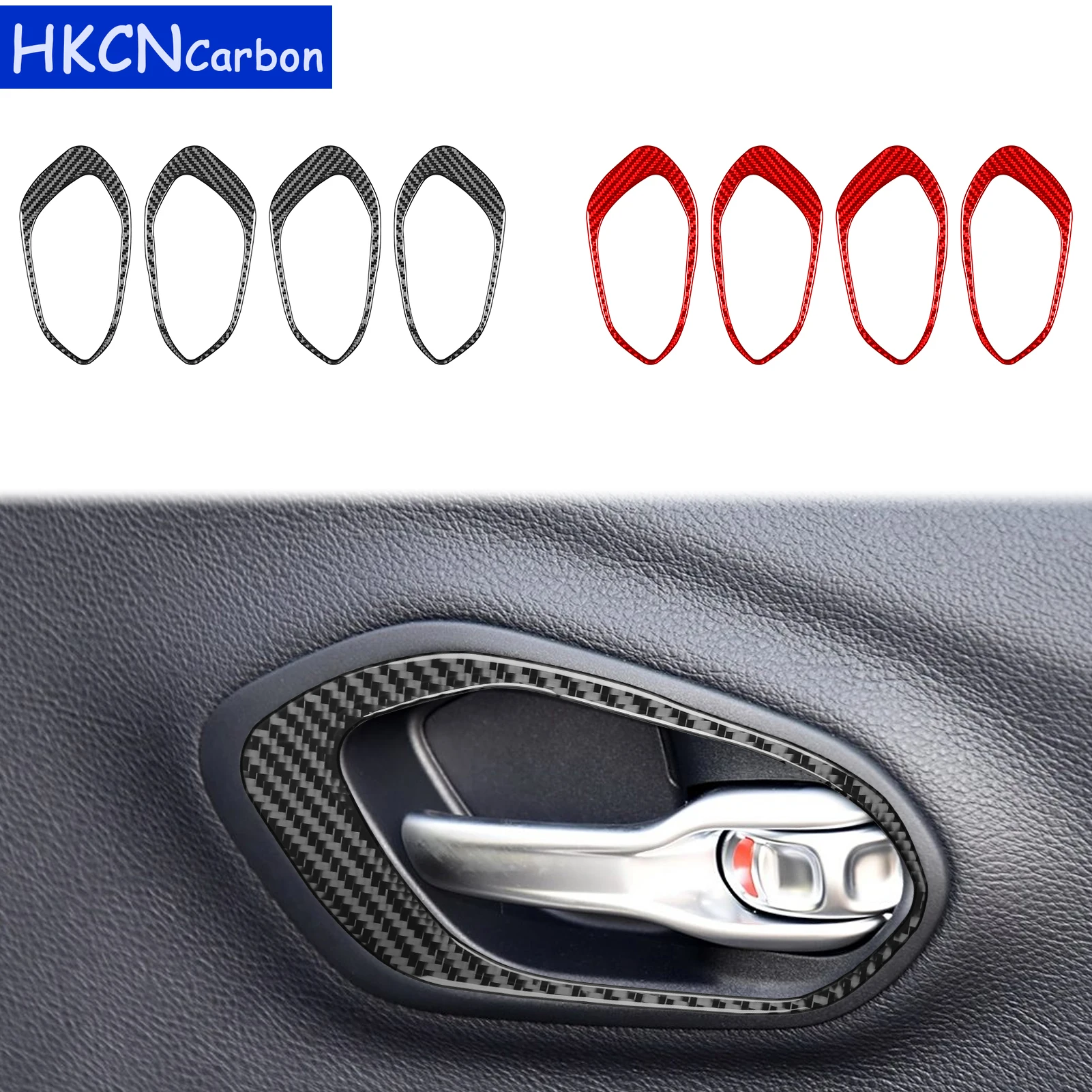 For Jeep Cherokee 2014—2018 Car Accessories Real Carbon Fiber Interior Door Puller Inner Frame Cover Trim Sticker Decoration