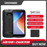 DOOGEE S41 Max Rugged Smartphone Android 13 6GB+256GB 5.5 Inch HD+ Mobile Phone  IP68& IP69K 13MP 6300mAh NFC Cell Phone On Sale