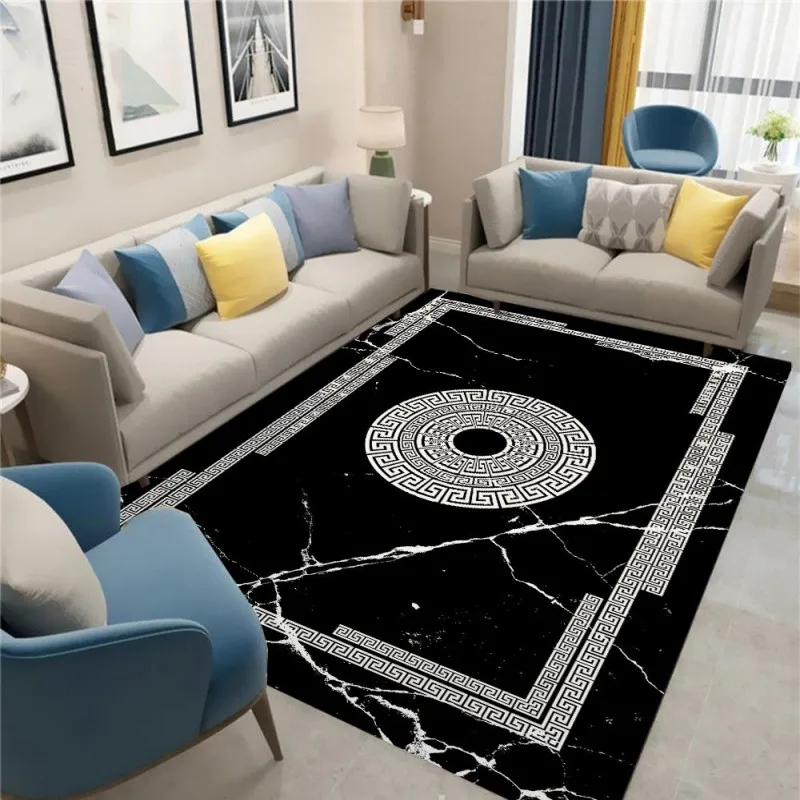 Marble Greek Pattern Rug Greek Key Carpet Greek Motif Rug,Living Room rug Bedroom and Home Decor mat Holiday Home Decor
