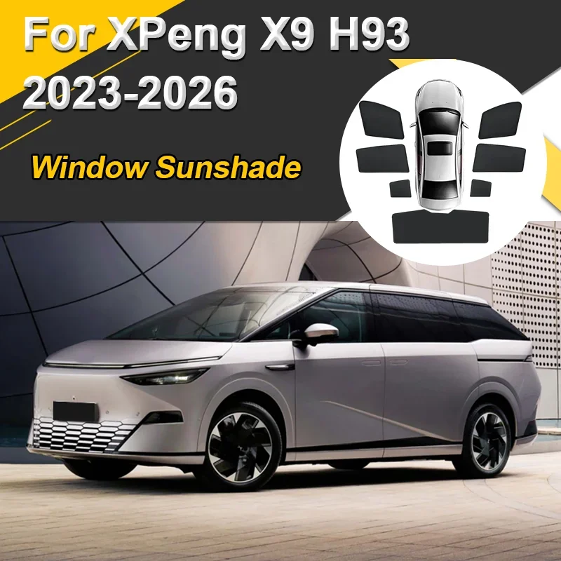 Car Sun Shades For XPeng X9 H93 2023 2024 2025 2026 Sunshades Magnetic Heat insulation Window Curtains Visor Auto Accessories
