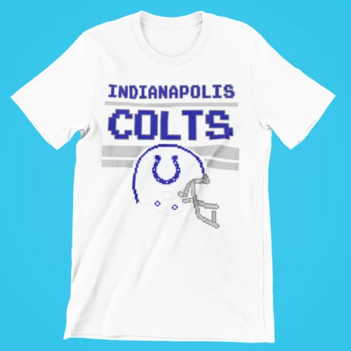 Indianapolis Colts Tecmo Schüssel Rückfall Retro Nes Pixel 8 Bit Grafik T-Shirt