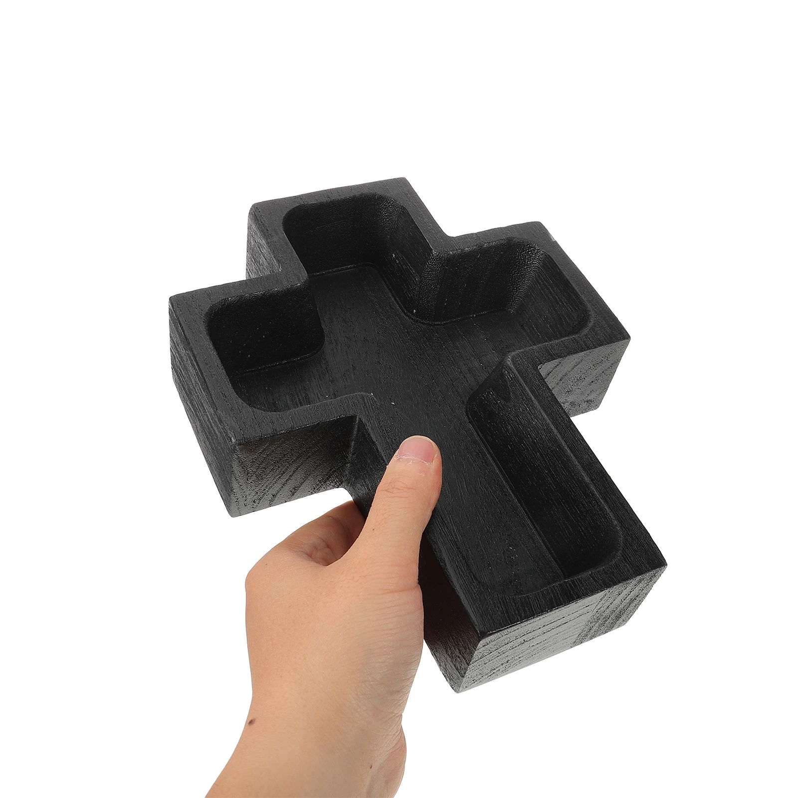

Serving Tray with Handles Wooden Bowl Kitchen Cake Black Multi-function Dessert