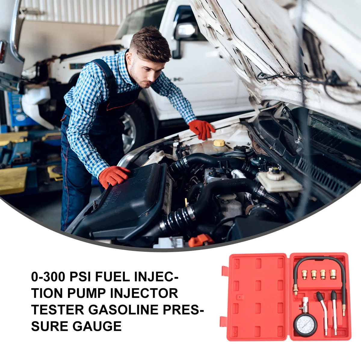 

Engine Cylinder Pressure Gauge 0-300 PSI Tester Dual Color Scale Car Truck Petrol M10 0 1 25 1 25 Plastic
