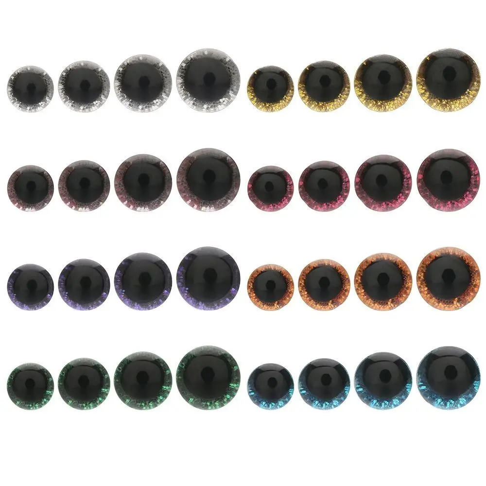 20pcs/10pairs 10mm Eyes Crafts Eyes 8 Colors with Washer Glitter Crystal Eyes Plastic Stuffed Toys Parts DIY Doll Accessories