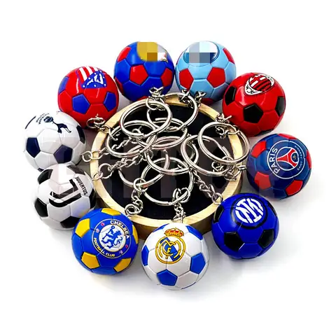 Football Club Keychain Soccer Ball Keyring AC Milan Barcelona Real Madrid Flag Pendant Football Fan Souvenir Bag Charm Mini Gift