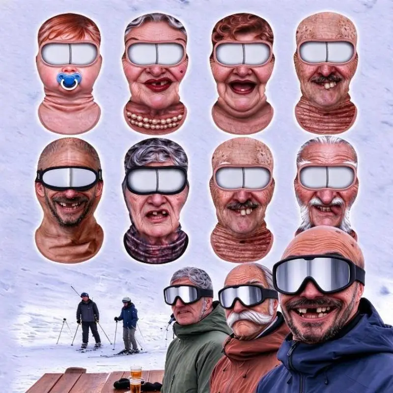 Cute 3D Funny Face Hat Full Cover Hood Mask Breathable Thermal for Skiing Motorcycle Riding Hiking Camping