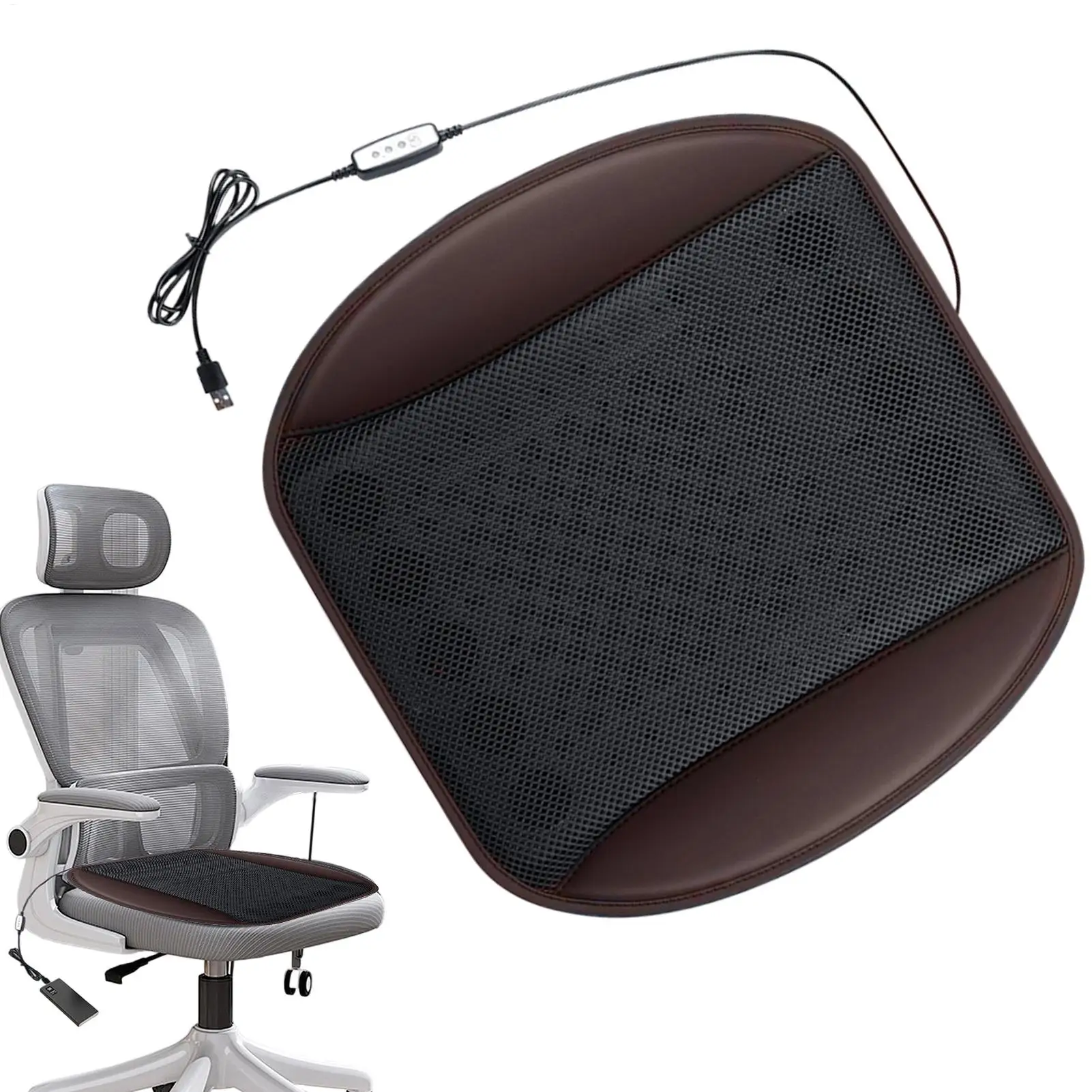 Car Seat Cushion With Fan Plug-In Air-Circulation Breathable Summer Fan Blowing Car Seat Pad For Road Trips Commuting Family