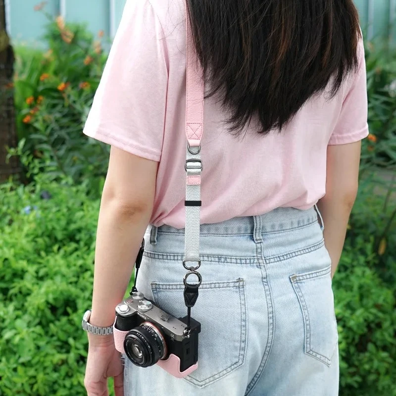 Pasek na ramię aparatu Pasek na szyję Szybkie zwalnianie Skórzana długość Regulowana Uniwersalna do Sony Nikon Canon Fuji Pentax Leica Olympu — zdjęcie 5