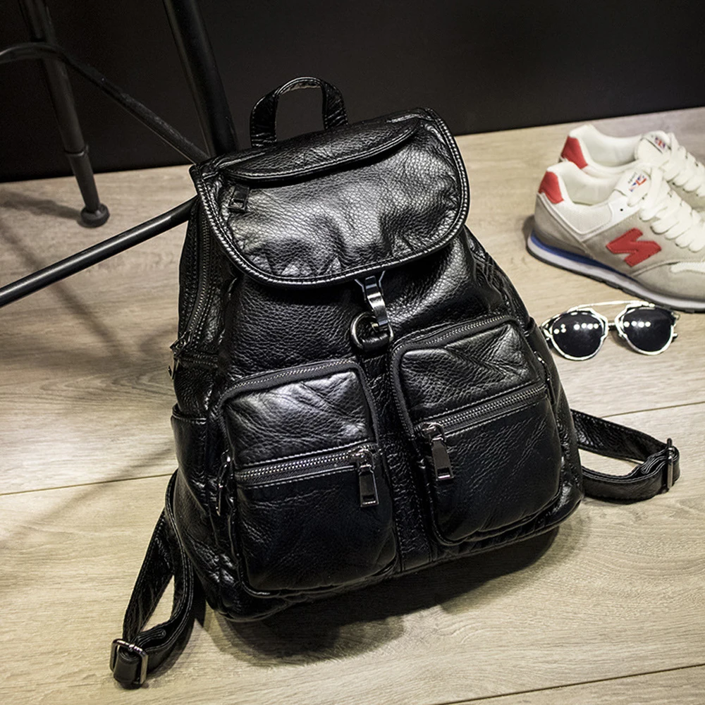 Casual damesrugzak Grote PU lederen reistas Vrouwelijke schoolrugzakken Mode zachte lederen rugzak voor dames