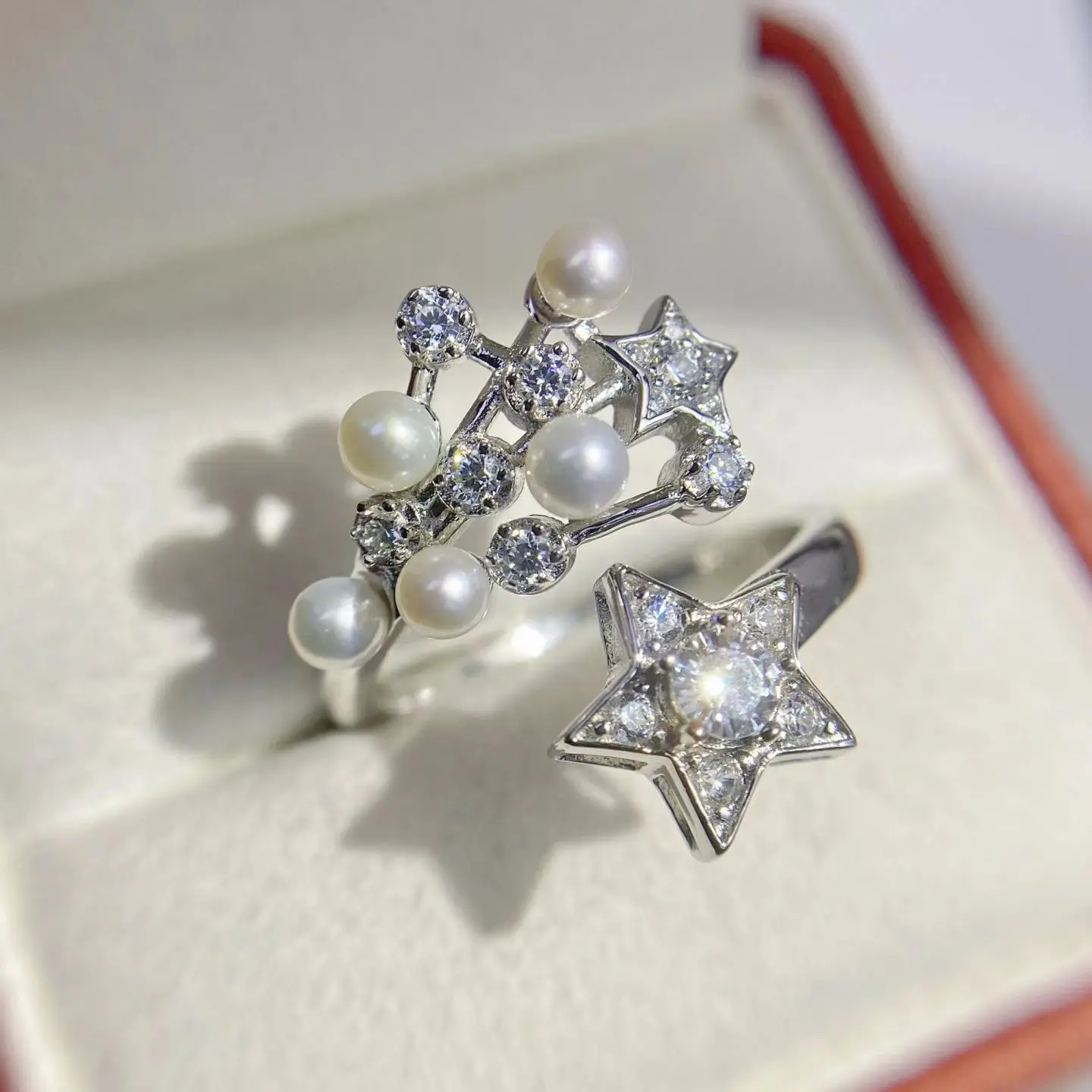 

S925 Sterling Silver Adjustable Ring Mount Settings Findings Mountings Accessory Parts for 3-3.5mm Pearls