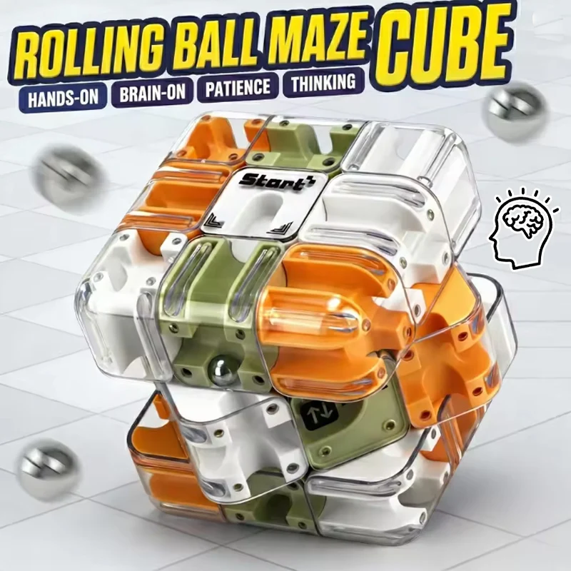 

3D Maze Cube with Beads Spatial Awareness and Problem Solving Game Enhancing Focus and Critical Thinking