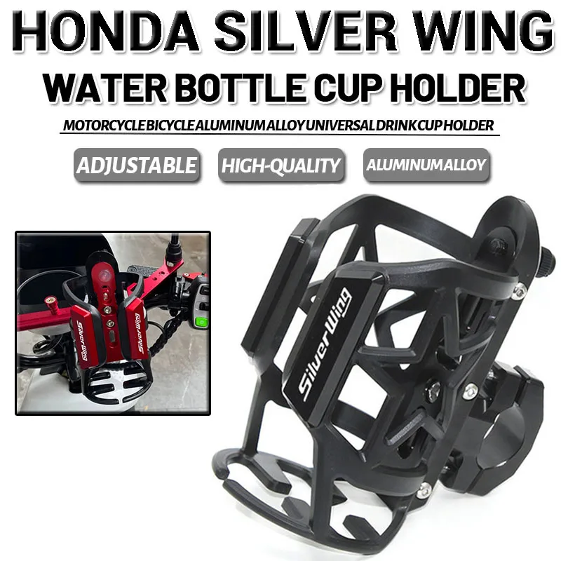 

For Honda SILVER WING GT 400 600 GT400 GT600 Motorcycle CNC Accessories Beverage Water Bottle Drink Cup Holder LOGO Silver Wing