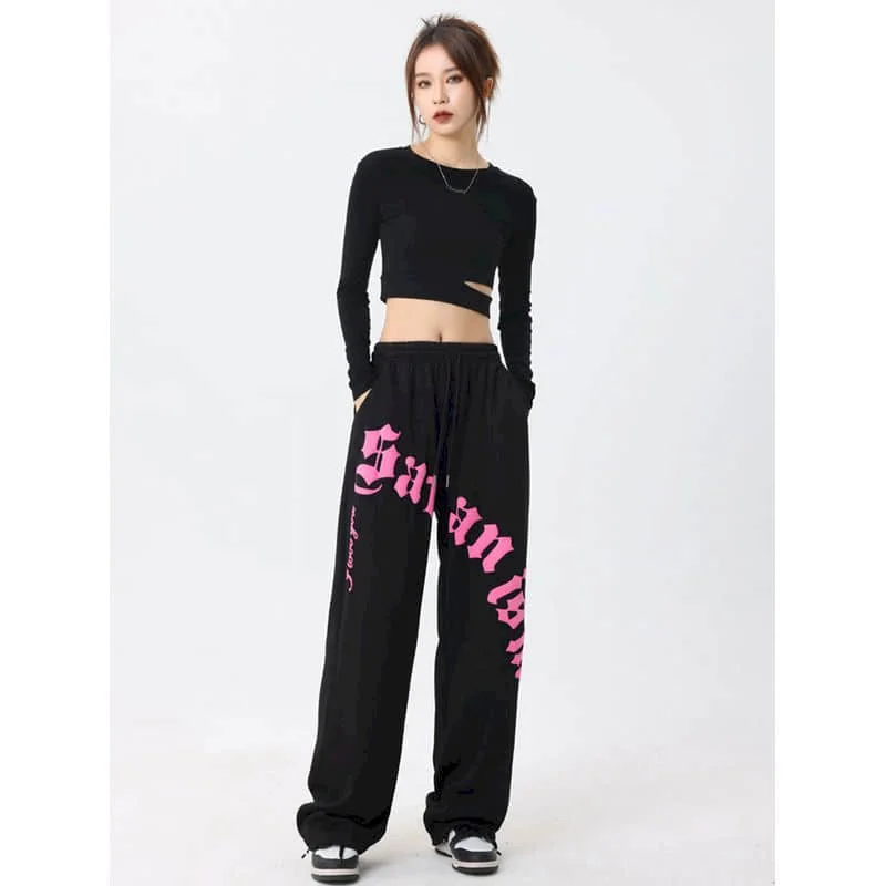 Sporty Sweatpants Jazz Women's Pants Korean Fashion Casual Leggings Y2k Pants Women Clothing Lace-up Baggy Pants Loose Pants