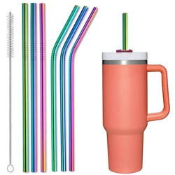 6pcs, Extra Long Metal Replacement Straws For Stanley 40oz Adventure Travel Tumbler, 12''x 6 MM Stainless Steel Drinking Straws