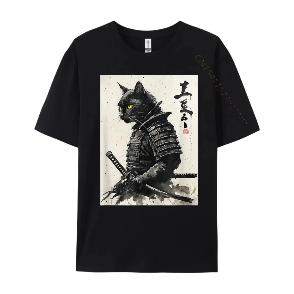 

Bushi Cat Fighter Ukiyo Ink Artwork Cat Bushi Graphic Tees Luxury T-Shirt Cotton Comfort Designer Clothes