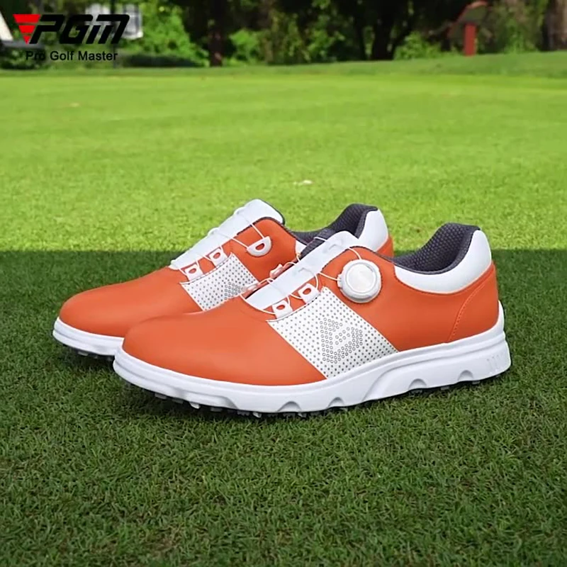 Men Golf Shoes White Waterproof Rotating Buckle Fitness Spikeless Anti slip Golf Training Shoes Lightweight Mens Golf Sneakers