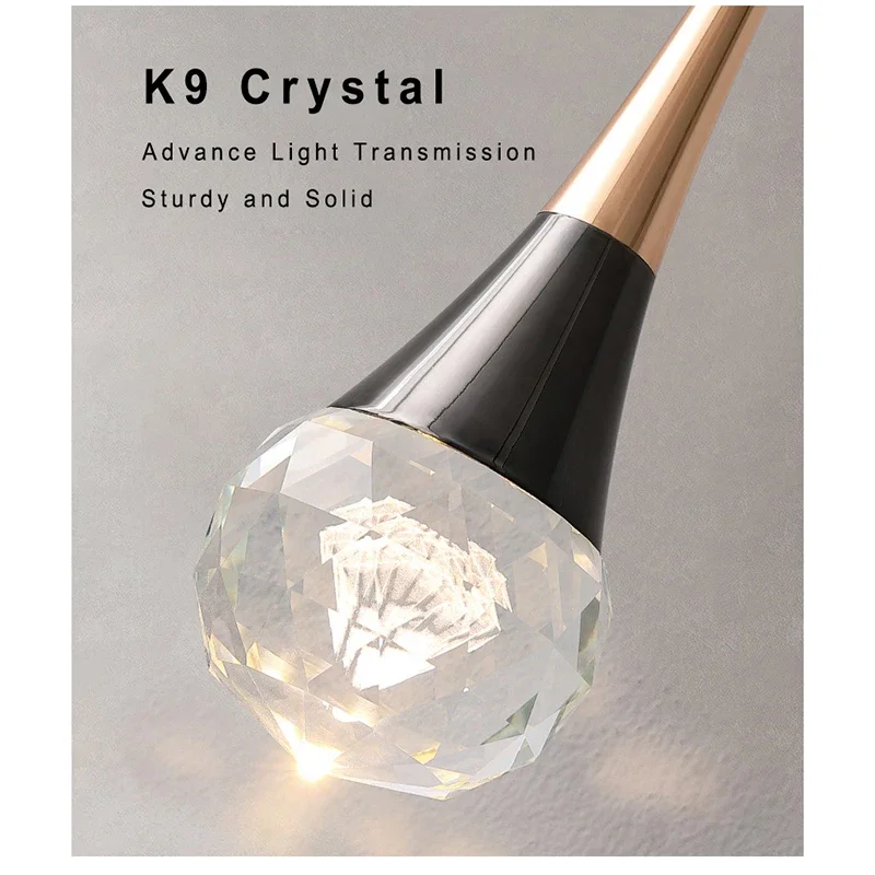 Lamp Diamond Crystal Pendant Light, Mini Ceiling Hanging Light In Gold Finish Prism Crystal Color Changing Led Hanging Light F