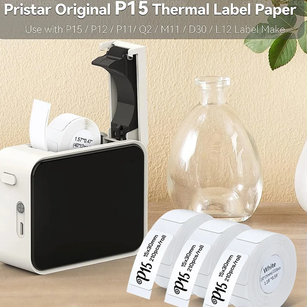 P15 Paper Roll 15x40 Thermal Sticker 12x40 15x30 14x40 Thermal Printer Tape Transparent Label Paper for P15 P12 P11 D30 Q30S