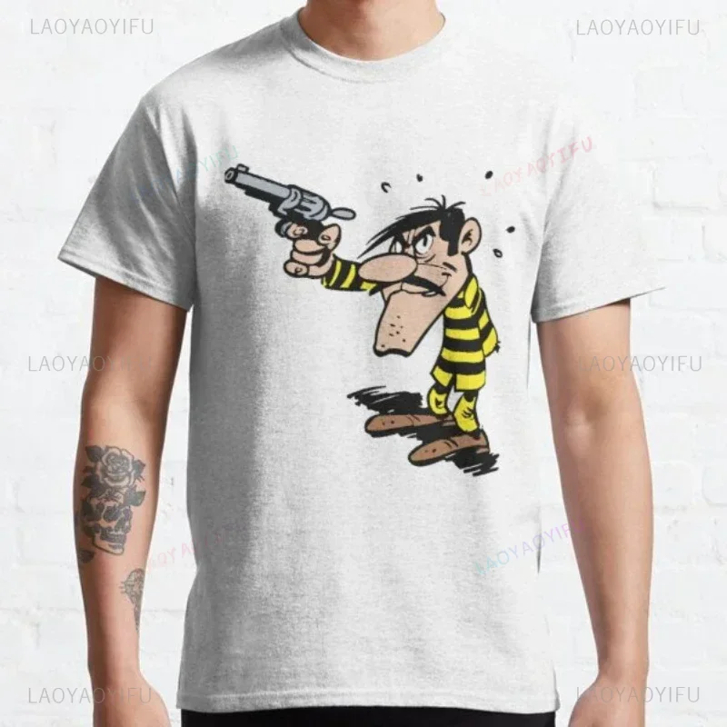 Lucky Luke Cartoon Daltons Tshirt Retro T Shirt Grunge Men Clothing Harajuku Anime Shirt Ropa Hombre Roupas Masculinas Camisetas