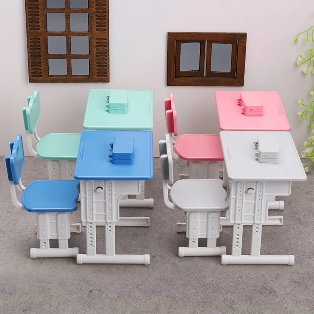 1:12 Schaal Miniatuur Poppenhuis Simulatie Student Bureau Klaslokaal Speelhuis Model School Bureau Kleine Pennenbakje Accessoire Speelgoed