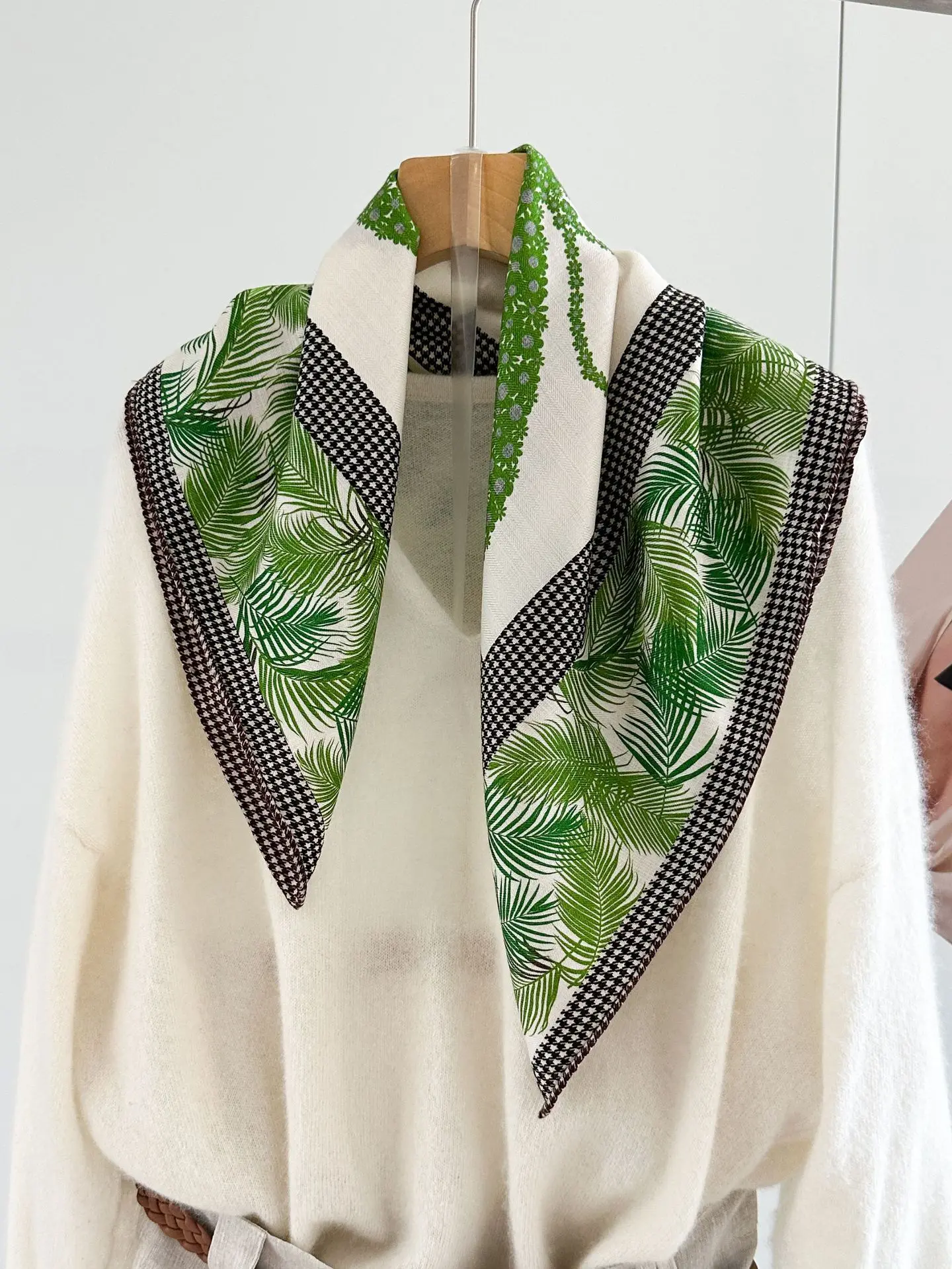 Winter Clothing Accessories - Two Sided Silk Wool Scarf 65CM