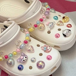 MINISO Shoe Charm DIY Lovely Pearl Chain Shoe Decorations Accessories Slides Sandals Clogs Kids Gifts