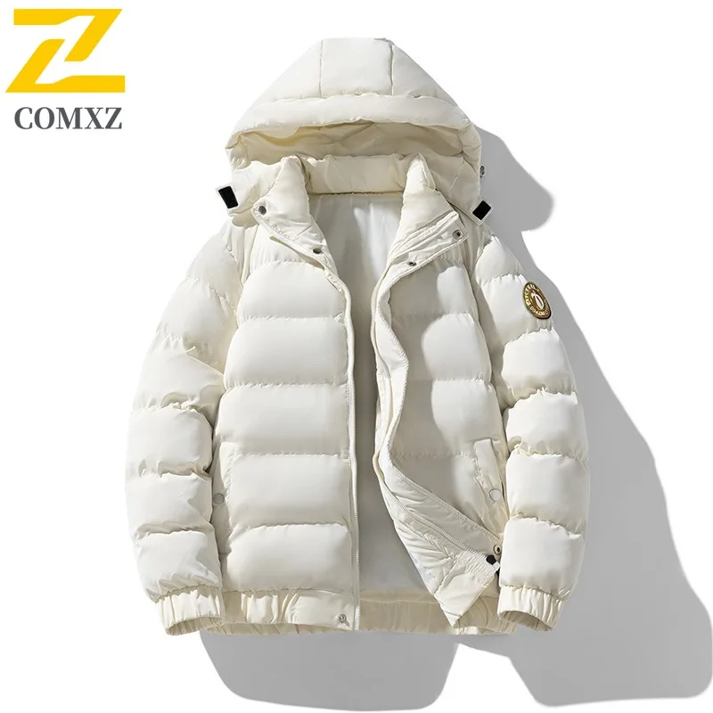 

COMXZ Мужская зимняя хлопковая куртка, повседневная ветрозащитная теплая хлопковая куртка с капюшоном для альпинизма, легкая парка для путешествий