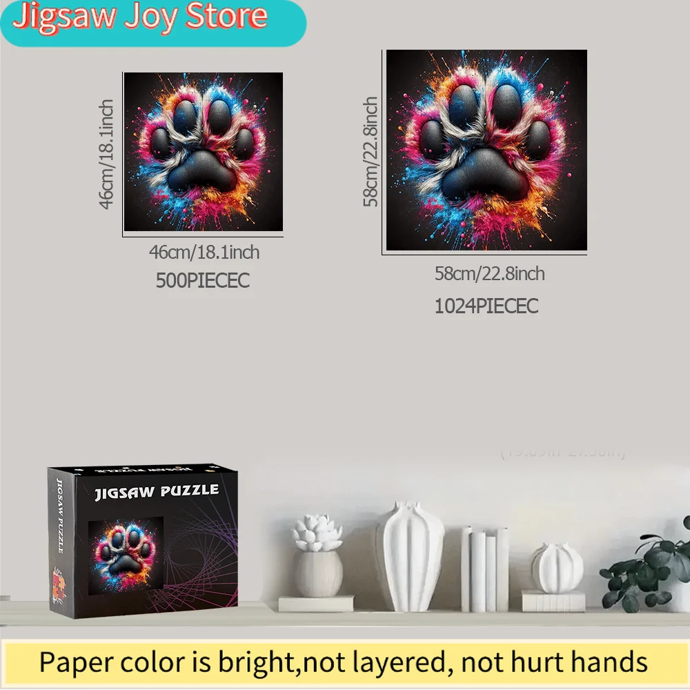 Dog Paw, Puzzle 500-2000pcs Game - DIY Game - Designed for Birthdays, Halloween, Christmas, Thanksgiving, E