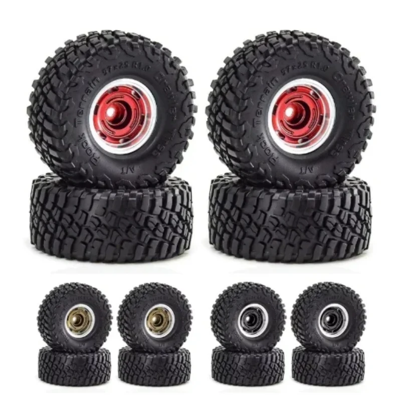 

4pcs 57mm 1.0" Metal Beadlock Wheel Tire Set For 1/18 1/24 RC Crawler Car TRX4M SCX24 AX24 FCX24 Upgrade Parts Accessories