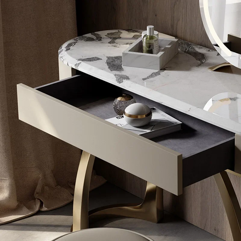 Modern Italian minimalist dresser, natural marble makeup table, light luxury designer, high-end luxury stone dresser