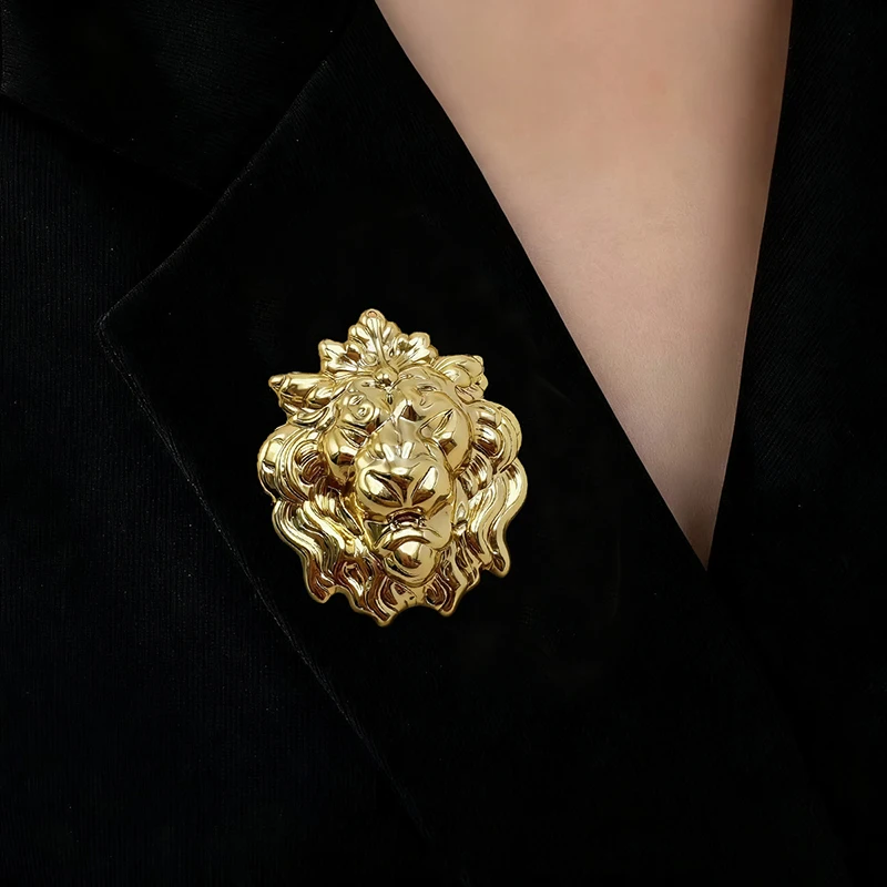 Lion Head Brooch Pin Western Style Women's Accessory For Jackets Dresses, Parties - Year-Round Wearable Pin For Fashion