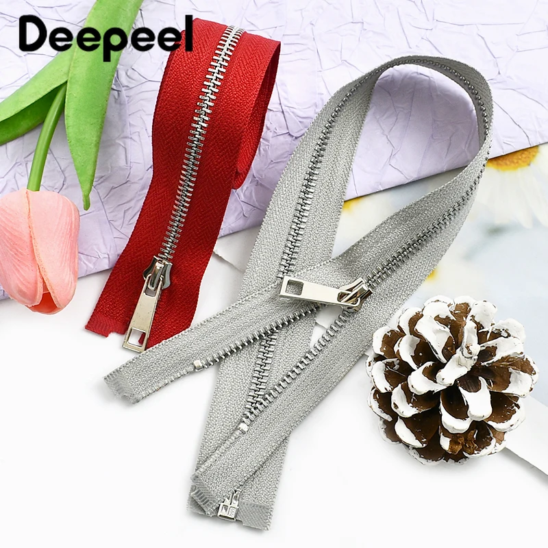 

5Pcs 5# Metal Zippers 40-80cm Open-End Zipper Jacket Replace Zips Luggage Closure Zip Repair Kits DIY Bags Sewing Accessories