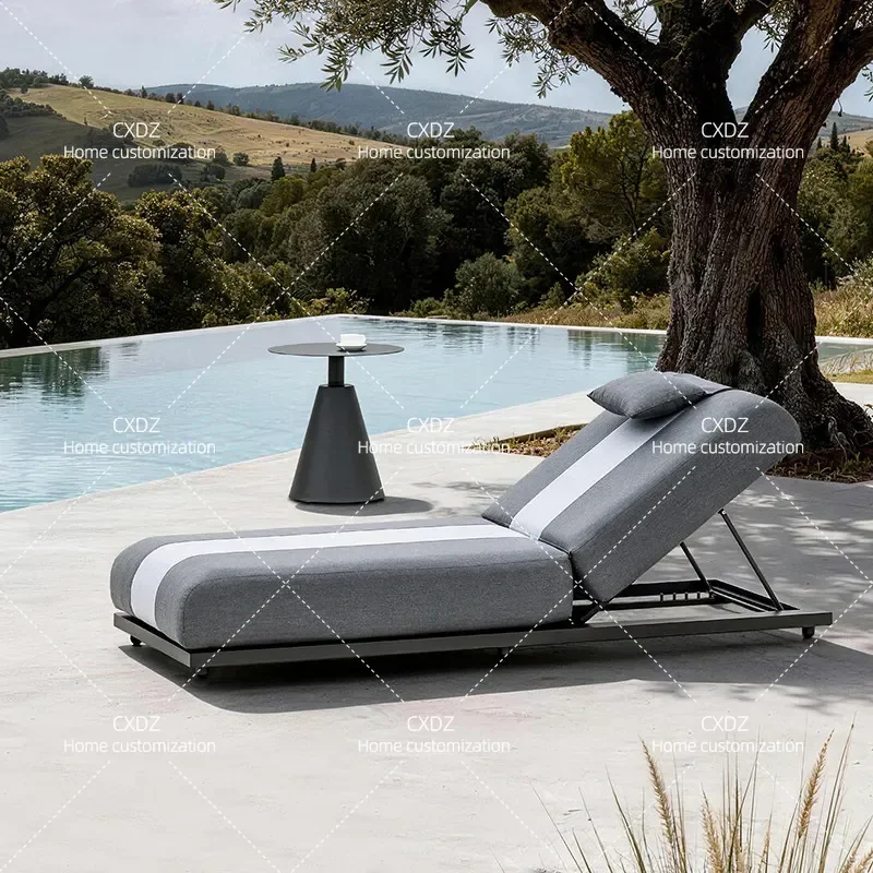 Premium All Aluminum Outdoor Sunbed Waterproof Beach Lounger for Hotel Swimming Pool Homestay Patio Garden Furniture