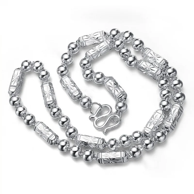 

Серебряное ожерелье 990, мужское шестиугольная трубка, бусина Будды, толстая цепочка на ключицу, женская без подвески