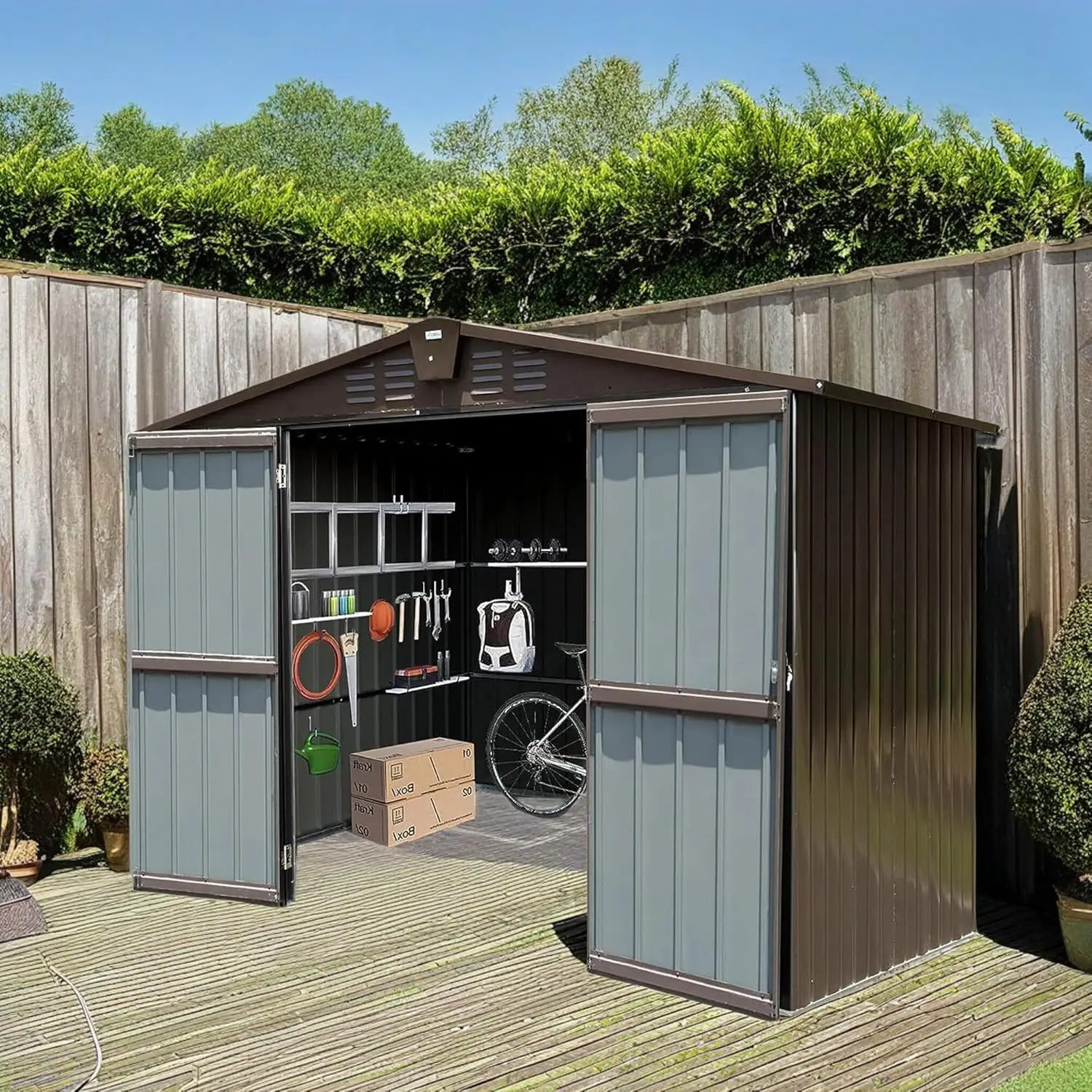 6x4FT Outdoor Storage Shed,Metal Outside Sheds/Outdoor Storage with Sliding Door and Vent,Steel Garden Shed Outdoor Utility Tool