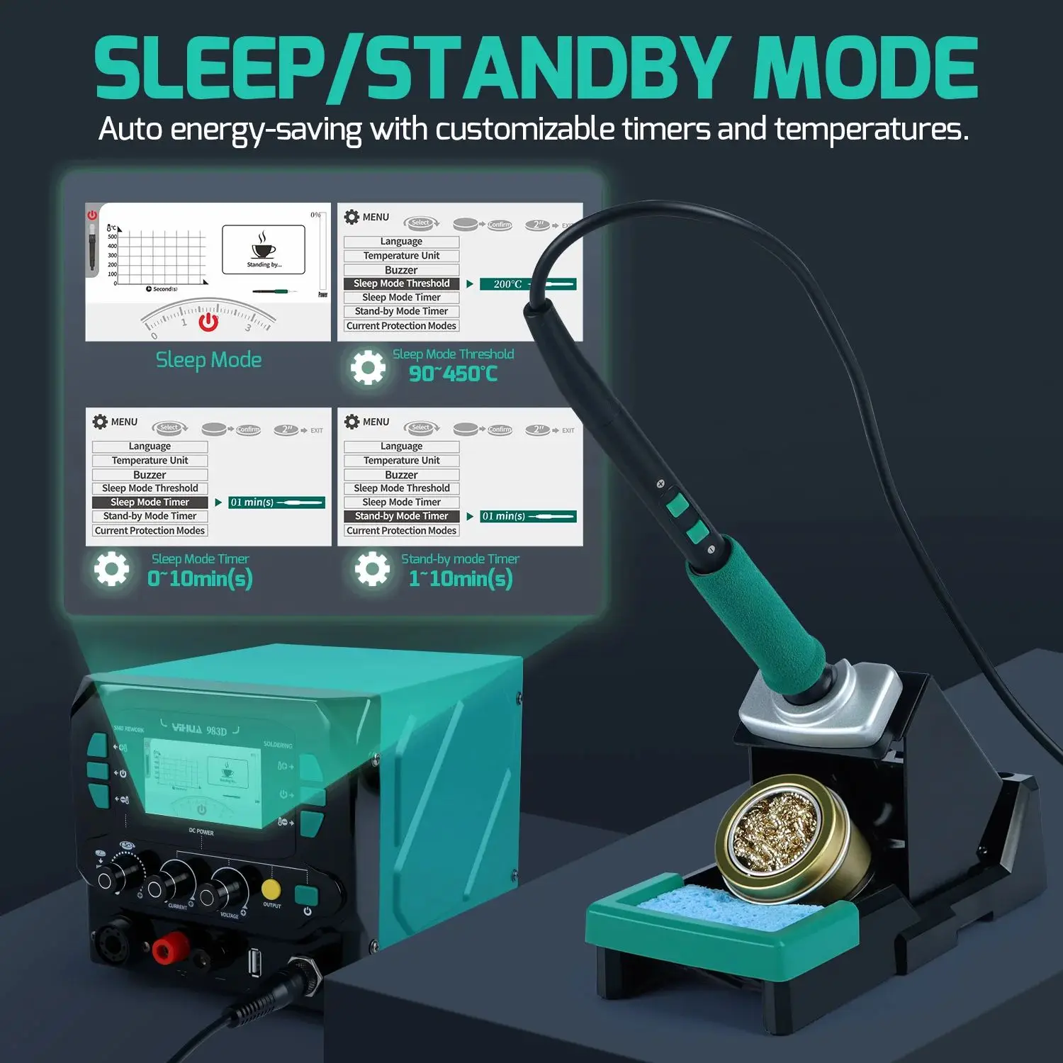 

YIHUA 983D 1300W Hot Air Rework Station 3-in-1 with Soldering Iron (210/245) & Digital DC Power Supply