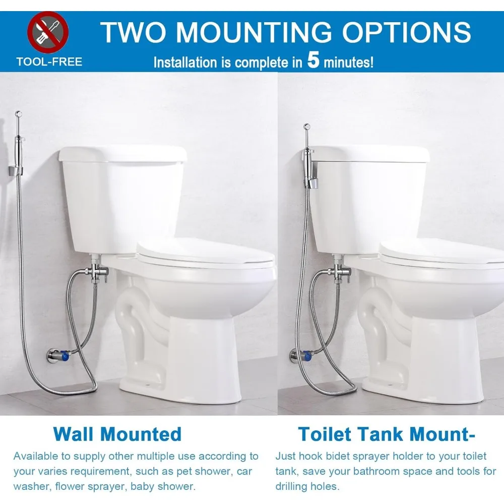 Handheld Bidet Sprayer for Toilet, Cloth Diaper Sprayer Set Hand Held Bidet Jet Spray for Toilet with Backflow Preventer