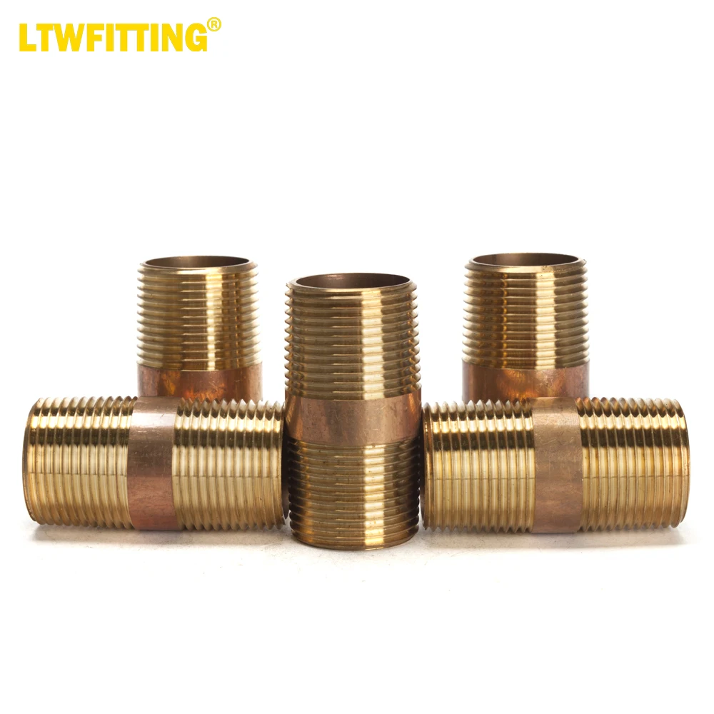 

LTWFITTING Brass Pipe 2-1/2" Long Nipples Fitting 1" Male NPT Air Water(Pack of 5)