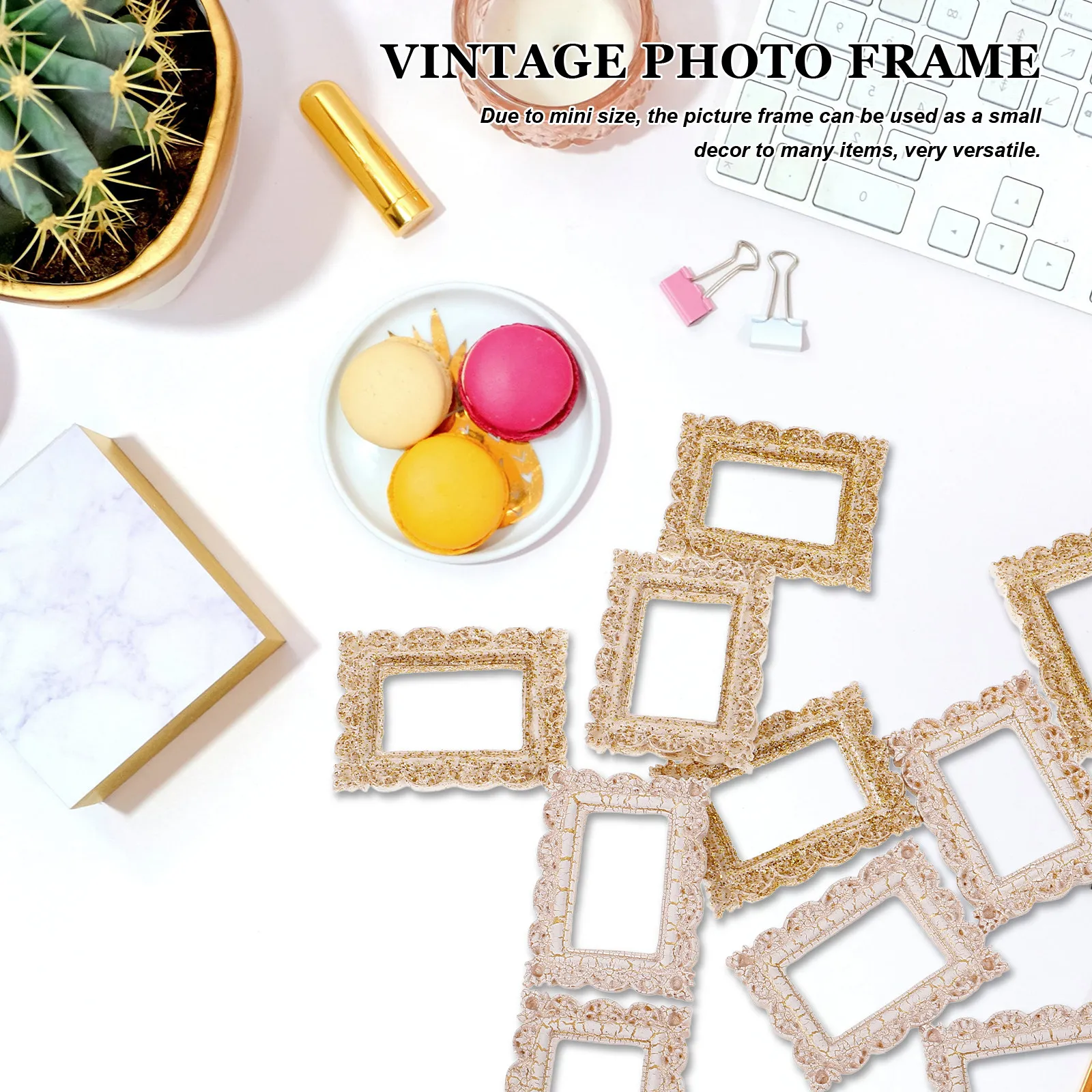 

10 шт. миниатюрных фоторамок-украшений из смолы, винтажные маленькие рамки для картинок, аксессуары для рукоделия, декор для чехлов для телефонов