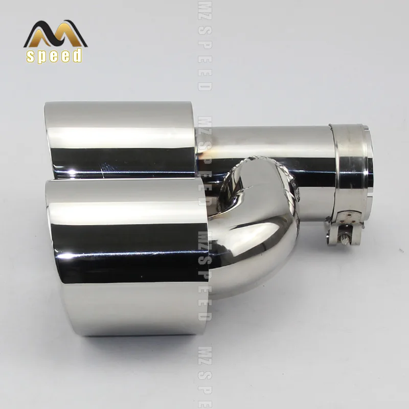 Car accessories Stainless steel h type double outlet 101mm 114mm straight side exhaust pipe tail throat