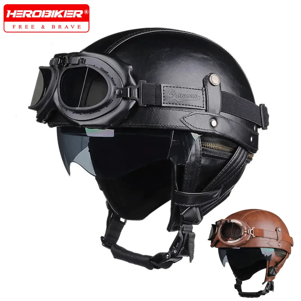 

Retro Motorcycle Helmet DOT Certification Moto Helmet Men Women Motorbike Half Helmet