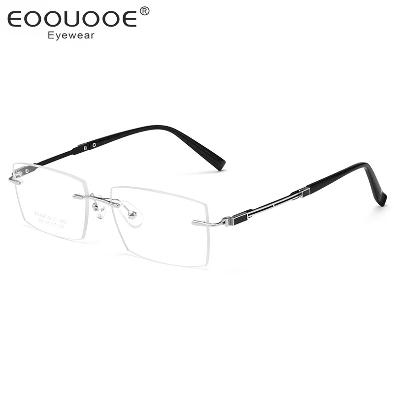 

Width 135 Titanium Glasses Men Rimless Frame Semi Rimmed Design Prescription Optics Spectacles Gafas