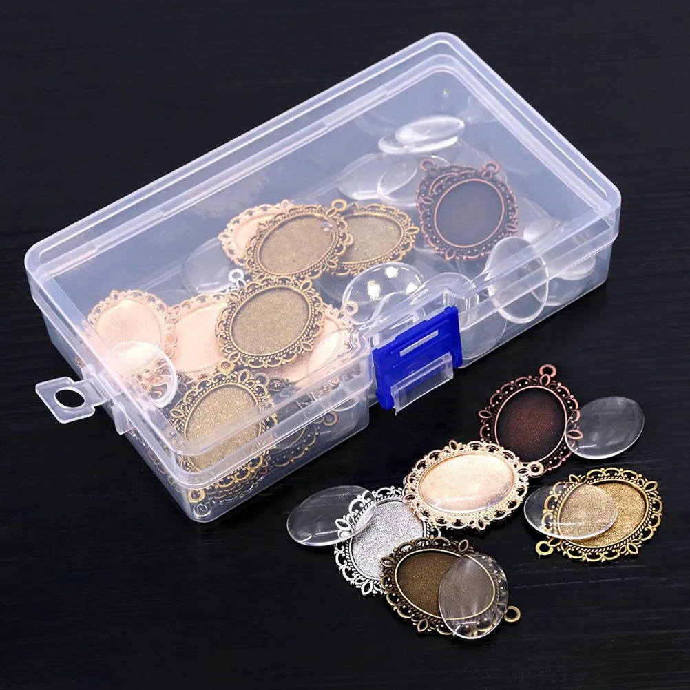 

60pcs Lace Oval Crystal Pendant Accessories For Diy Bracelets Necklace Jewelry Making Crafts Keychains Decorative Charms Durable