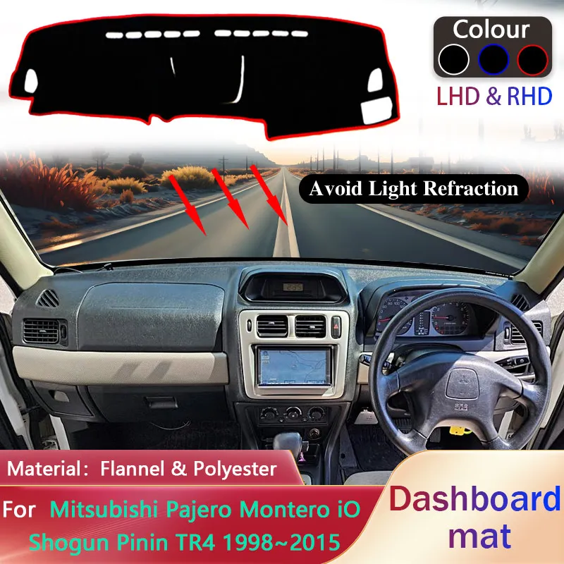 

Накладка на приборную панель для Mitsubishi Pajero Montero iO Shogun Pinin TR4 1998 ~ 2015, противоскользящий коврик, солнцезащитный коврик, аксессуары для ковров