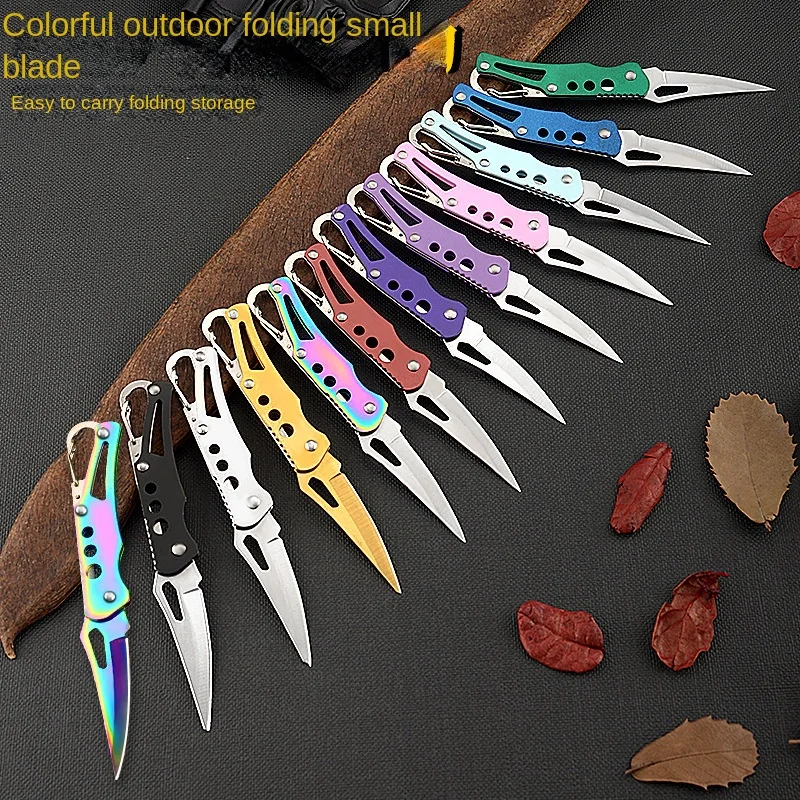 Stainless Steel EDC Folding Knife Outdoor Camping Survival Tactical Hunting Self-defense Knives Keychain Fruit Pocket Knife