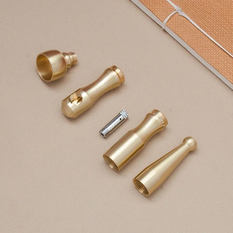 Exquisite Brass Creative Durable Metal Smoking Pipe Four-use Portable Dry Smoking Rod Straight Smoking Rod for The Elderly